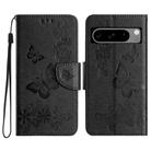 For Google Pixel 8 Butterfly Embossed Flip Leather Phone Case(Black) - 1