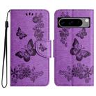 For Google Pixel 8 Pro Butterfly Embossed Flip Leather Phone Case(Purple) - 1
