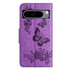 For Google Pixel 8 Pro Butterfly Embossed Flip Leather Phone Case(Purple) - 3
