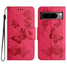 For Google Pixel 8 Pro Butterfly Embossed Flip Leather Phone Case(Red) - 1