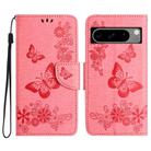 For Google Pixel 8 Pro Butterfly Embossed Flip Leather Phone Case(Pink) - 1
