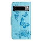 For Google Pixel 8 Pro Butterfly Embossed Flip Leather Phone Case(Blue) - 3