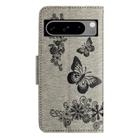 For Google Pixel 8 Pro Butterfly Embossed Flip Leather Phone Case(Grey) - 3