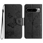 For Google Pixel 8 Pro Butterfly Embossed Flip Leather Phone Case(Black) - 1
