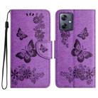 For Motorola Moto G54 Butterfly Embossed Flip Leather Phone Case(Purple) - 1