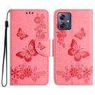 For Motorola Moto G54 Butterfly Embossed Flip Leather Phone Case(Pink) - 1