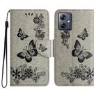 For Motorola Moto G54 Butterfly Embossed Flip Leather Phone Case(Grey) - 1