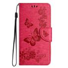 For Motorola Moto G35 Butterfly Embossed Flip Leather Phone Case(Red) - 2