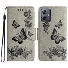 For Motorola Moto G35 Butterfly Embossed Flip Leather Phone Case(Grey) - 1