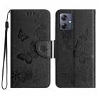 For Motorola Moto G35 Butterfly Embossed Flip Leather Phone Case(Black) - 1