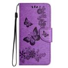 For Motorola Moto G55 Butterfly Embossed Flip Leather Phone Case(Purple) - 2