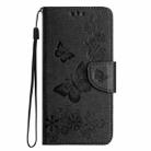 For Motorola Moto G55 Butterfly Embossed Flip Leather Phone Case(Black) - 2