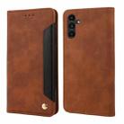 For Samsung Galaxy A05s Skin Feel Splicing Leather Phone Case(Brown) - 1