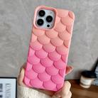 For iPhone 12 Pro Max Gradient Mermaid Scale Skin Feel Phone Case(Rose Red Pink) - 1