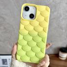 For iPhone 13 Gradient Mermaid Scale Skin Feel Phone Case(Green Yellow) - 1