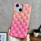 For iPhone 14 Gradient Mermaid Scale Skin Feel Phone Case(Rose Red Pink) - 1