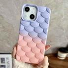 For iPhone 15 Gradient Mermaid Scale Skin Feel Phone Case(Pink Purple) - 1