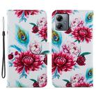 For Motorola Moto G14 Painted Pattern Horizontal Flip Leather Phone Case(Peacock Flower) - 1