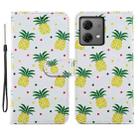 For Motorola Moto G84 Painted Pattern Horizontal Flip Leather Phone Case(Pineapple) - 1