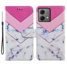 For Motorola Moto G84 Painted Pattern Horizontal Flip Leather Phone Case(Smoke Marble) - 1