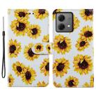 For Motorola Moto G84 Painted Pattern Horizontal Flip Leather Phone Case(Sunflower) - 1