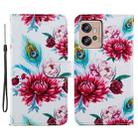 For Motorola Moto G32 Painted Pattern Horizontal Flip Leather Phone Case(Peacock Flower) - 1