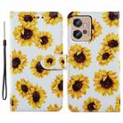 For Motorola Moto G32 Painted Pattern Horizontal Flip Leather Phone Case(Sunflower) - 1