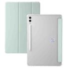 For Samsung Galaxy Tab S9 3-Fold Clear Acrylic Leather Tablet Case(Green) - 1