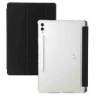 For Samsung Galaxy Tab S9 3-Fold Clear Acrylic Leather Tablet Case(Black) - 1