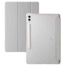For Samsung Galaxy Tab S9 3-Fold Clear Acrylic Leather Tablet Case(Grey) - 1