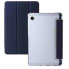 For Samsung Galaxy Tab A9 3-Fold Clear Acrylic Leather Tablet Case(Dark Blue) - 1