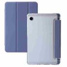 For Samsung Galaxy Tab A9 3-Fold Clear Acrylic Leather Tablet Case(Lavender) - 1