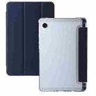 For Samsung Galaxy Tab A9+ 3-Fold Clear Acrylic Leather Tablet Case(Dark Blue) - 1