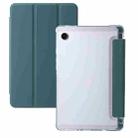 For Samsung Galaxy Tab A9+ 3-Fold Clear Acrylic Leather Tablet Case(Deep Green) - 1