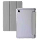 For Samsung Galaxy Tab A9+ 3-Fold Clear Acrylic Leather Tablet Case(Grey) - 1