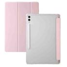 For Samsung Galaxy Tab S10 Ultra 3-Fold Clear Acrylic Leather Tablet Case(Pink) - 1