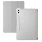 For Samsung Galaxy Tab S10 Ultra 3-Fold Clear Acrylic Leather Tablet Case(Grey) - 1