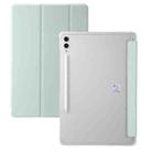 For Samsung Galaxy Tab S10 FE+ 3-Fold Clear Acrylic Leather Tablet Case(Green) - 1