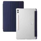 For Samsung Galaxy Tab S10 FE+ 3-Fold Clear Acrylic Leather Tablet Case(Dark Blue) - 1