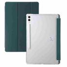 For Samsung Galaxy Tab S10 FE+ 3-Fold Clear Acrylic Leather Tablet Case(Deep Green) - 1
