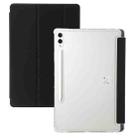 For Samsung Galaxy Tab S10 FE+ 3-Fold Clear Acrylic Leather Tablet Case(Black) - 1