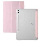 For Samsung Galaxy Tab S10 FE+ 3-Fold Clear Acrylic Leather Tablet Case(Pink) - 1