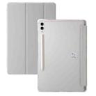 For Samsung Galaxy Tab S10 FE+ 3-Fold Clear Acrylic Leather Tablet Case(Grey) - 1
