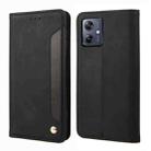 For Motorola Moto G54 Skin Feel Splicing Leather Phone Case(Black) - 1