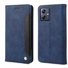 For Motorola Moto G35 Skin Feel Splicing Leather Phone Case(Blue) - 1