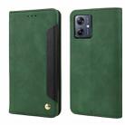 For Motorola Moto G35 Skin Feel Splicing Leather Phone Case(Green) - 1