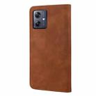 For Motorola Moto G55 Skin Feel Splicing Leather Phone Case(Brown) - 3