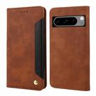 For Google Pixel 8 Skin Feel Splicing Leather Phone Case(Brown) - 1