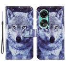 For OPPO A38 4G Painted Pattern Horizontal Flip Leather Phone Case(White Wolf) - 1