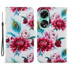 For OPPO A38 4G Painted Pattern Horizontal Flip Leather Phone Case(Peacock Flower) - 1